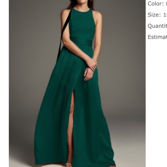 Vera Wang Bridesmaid High-Neck Crepe Halter- Forest - Size 16 - Picture 1 of 3